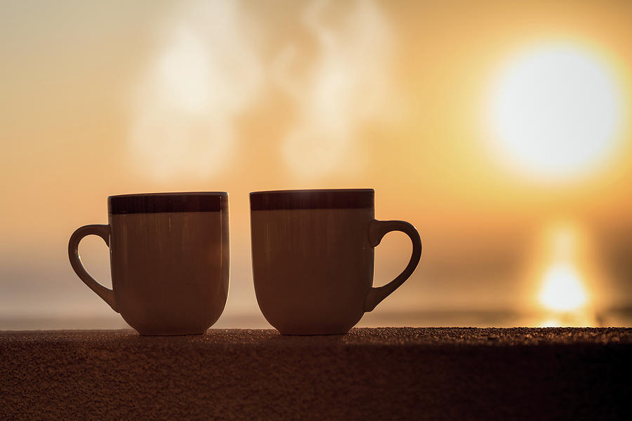 Two coffees at sunrise Photograph by Kyle Lee
