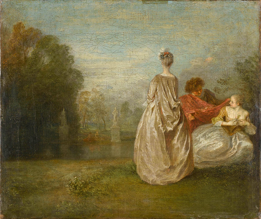 Two Cousins Painting by Antoine Watteau