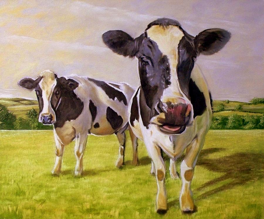 Animal Painting - Two Cows by RB McGrath
