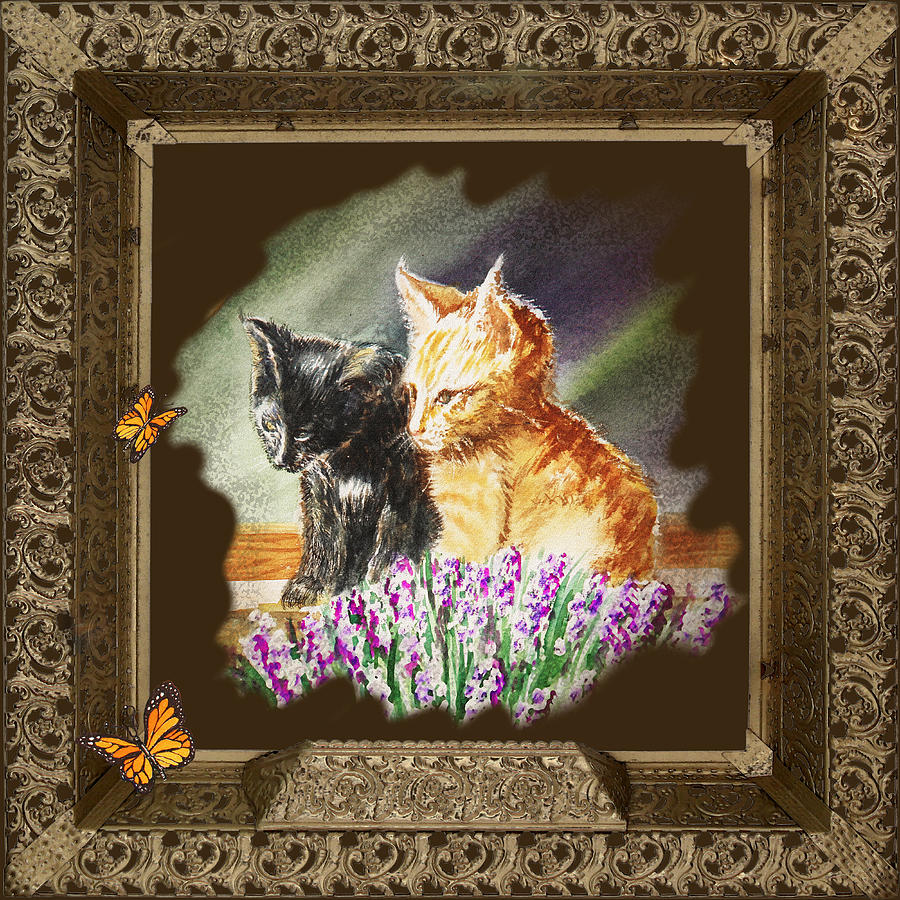 Two Curious Kittens Painting by Irina Sztukowski