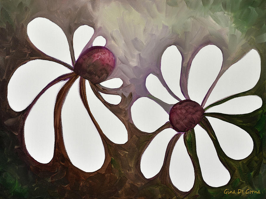 Two Daisies Painting by Gina De Gorna