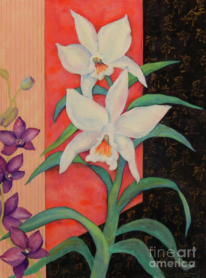 Nature Painting - Two Delightful Orchids by Sharon Nelson-Bianco