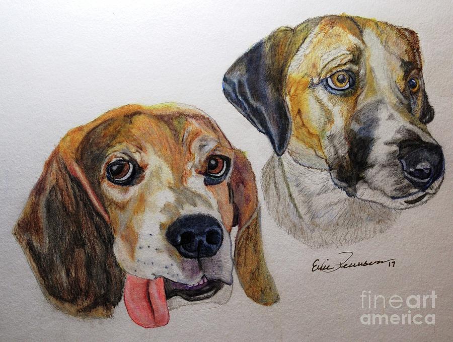 Dog Drawing - Two Dogs by Eric Pearson