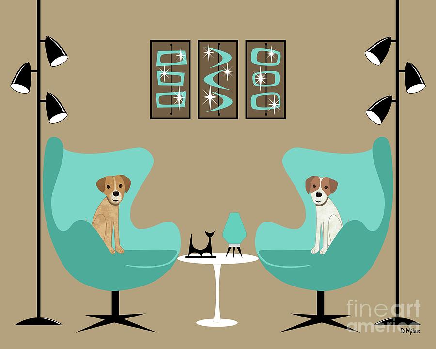 Two Egg Chairs with Dogs Digital Art by Donna Mibus