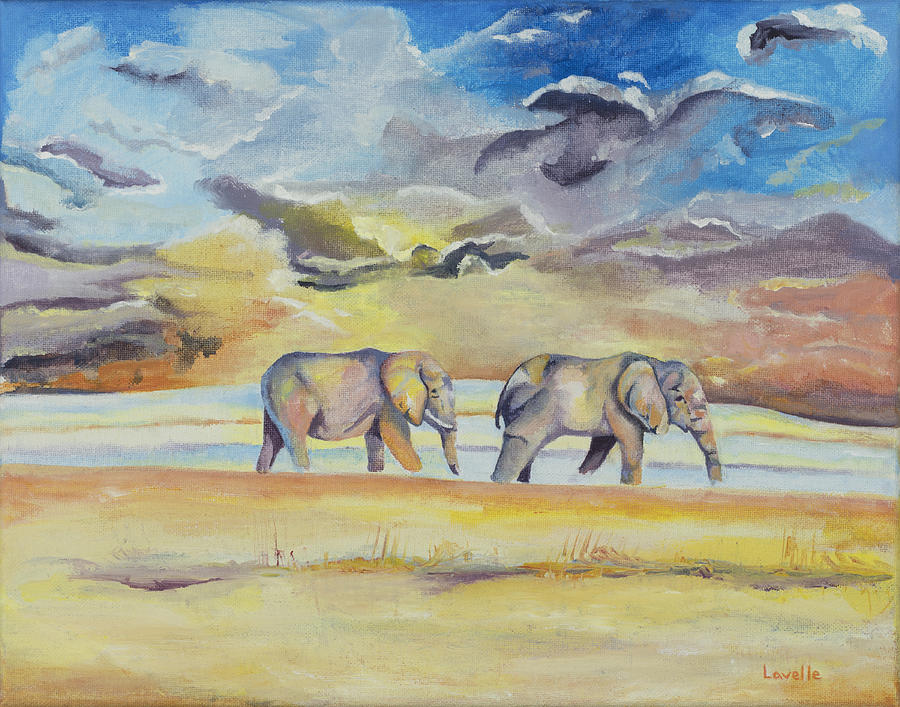 Elephant Painting - Two Elephants by Kimberly Lavelle