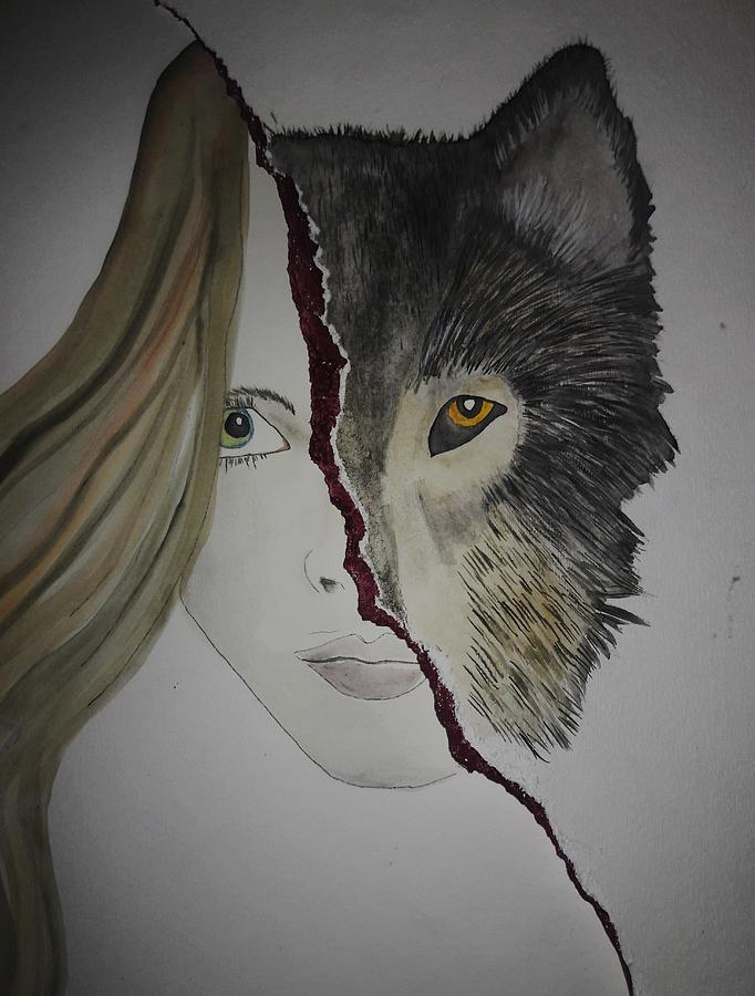 Wolves Painting - Two faced  by Cheri H