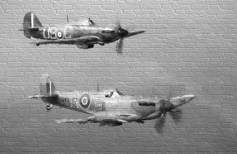 Two Fighter Planes Digital Art by Roy Pedersen