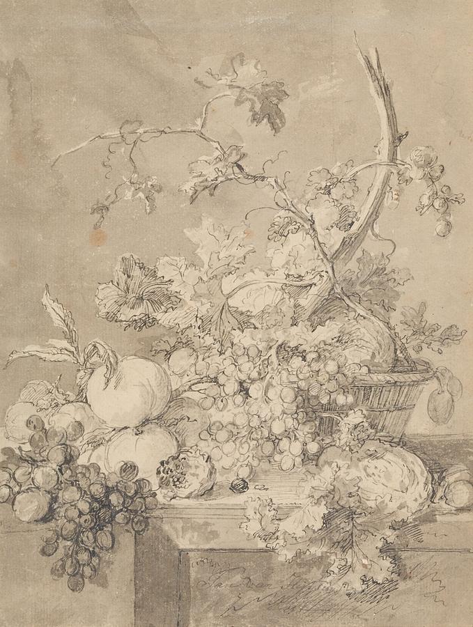 Two Floral Still Lifes Painting by Jan van Huysum