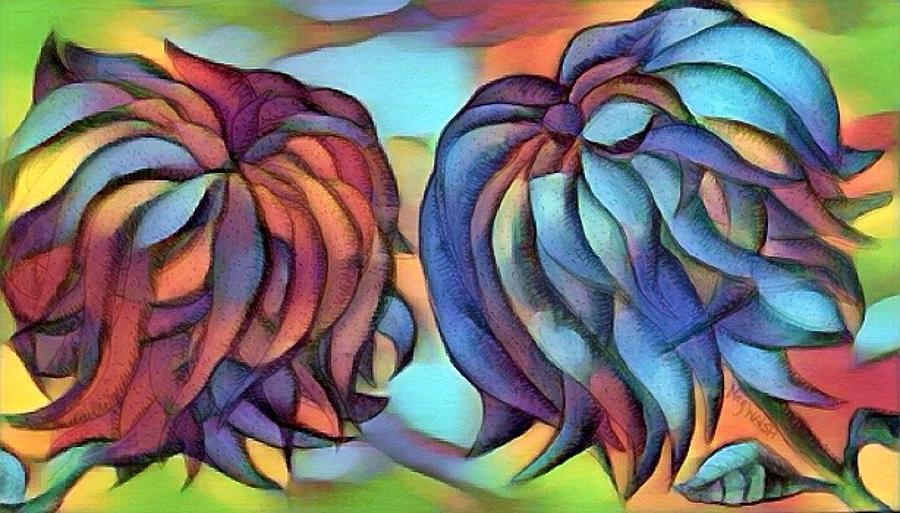 Two flowers  Digital Art by Megan Walsh