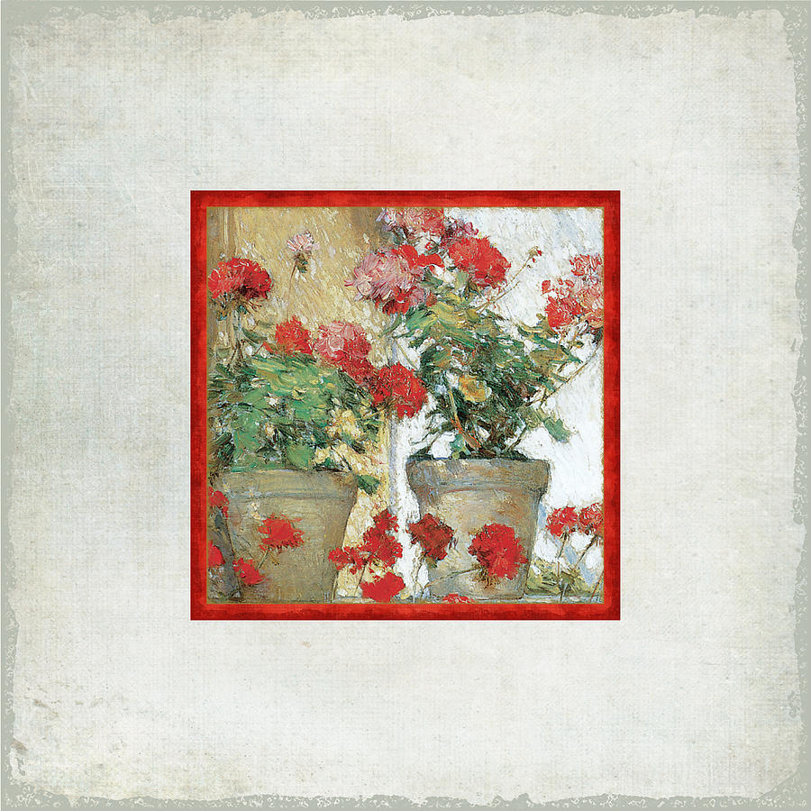 Rose Painting - Two Geranium Pots by Audrey Jeanne Roberts
