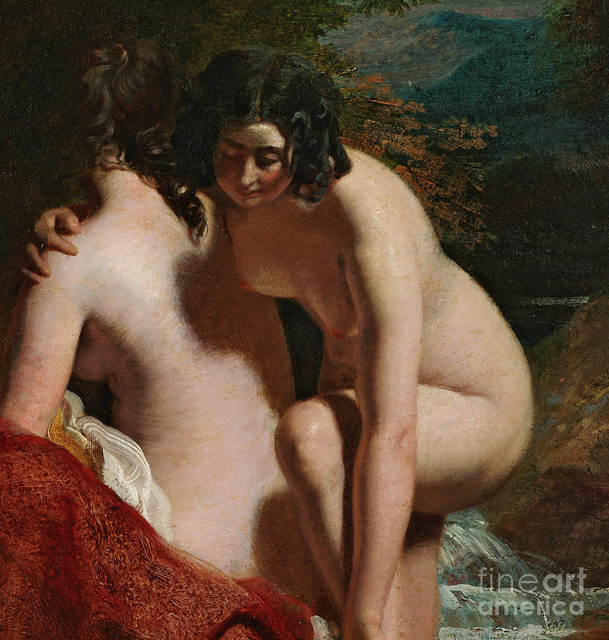 William Etty Painting - Two Girls Bathing by William Etty by William Etty