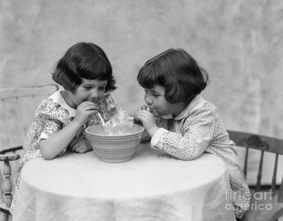 Two Girls Blowing Soap Bubbles Photograph by H. Armstrong Roberts/ClassicStock