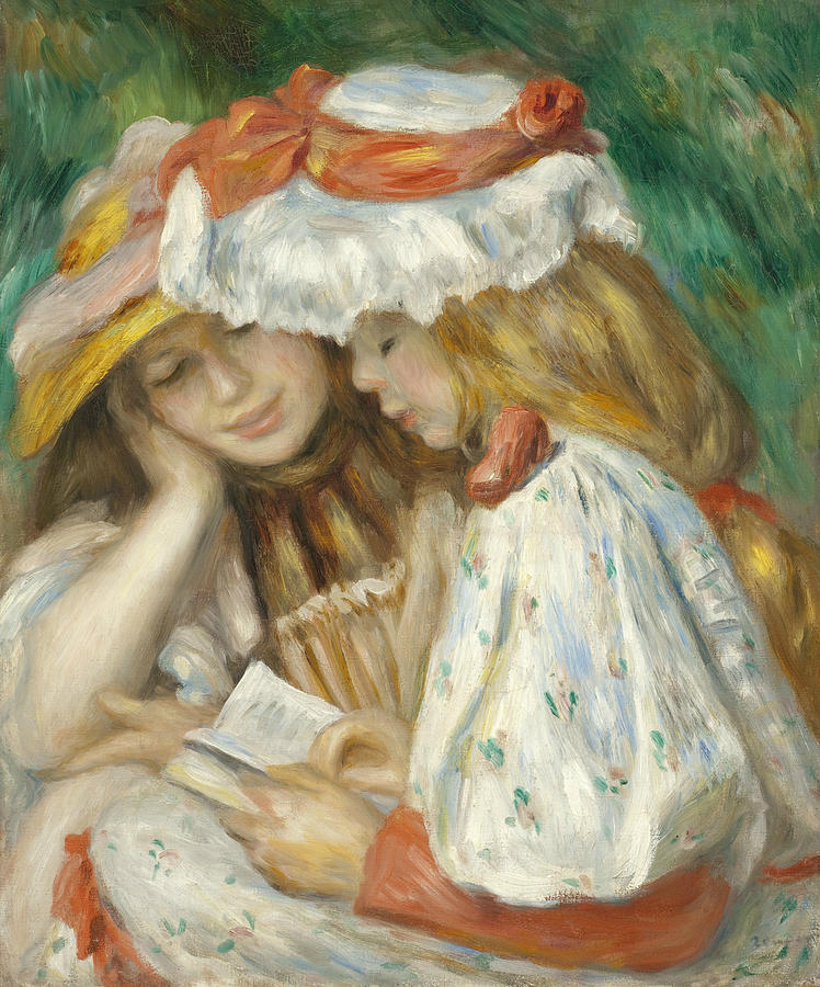 Two Girls Reading  Painting by Auguste Renoir