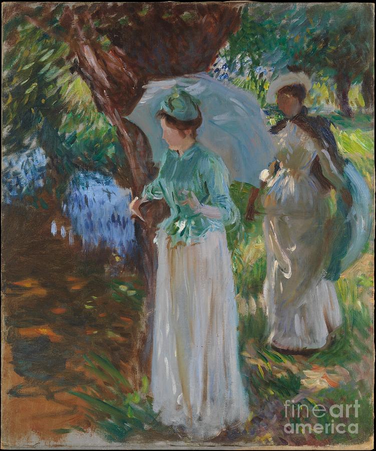 John Singer Sargent Painting - Two Girls with Parasols by Celestial Images
