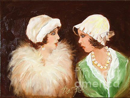 Two Gossiping Women Painting by Pati Pelz