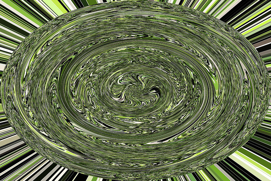 Two Green Tomatoes Oval Abstract Digital Art by Tom Janca