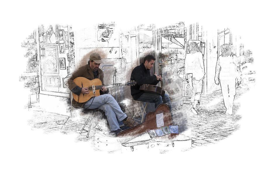 Music Photograph - Two Guitarists by Richard Baker