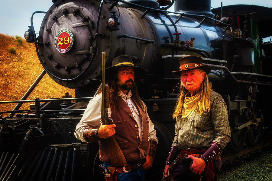 Two Gunfighters In Front Of Train Photograph by Garry Gay