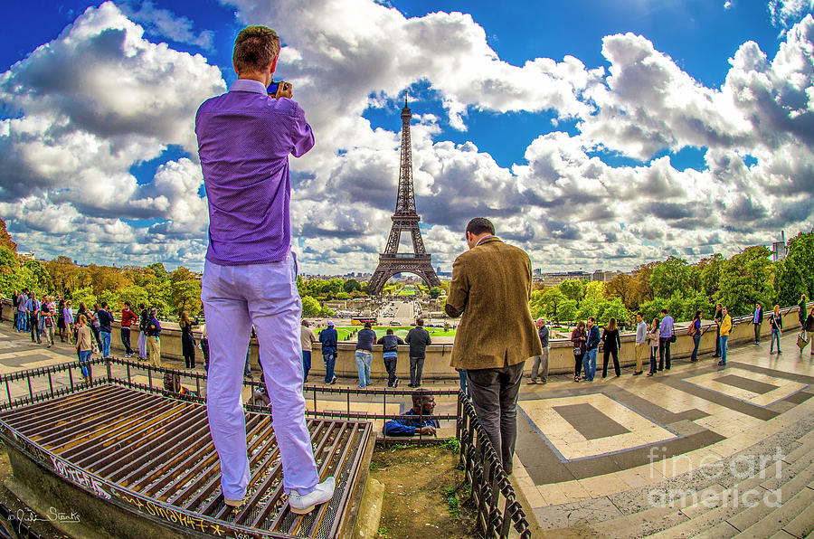 Two Guys At The Eiffel Tower Photograph
