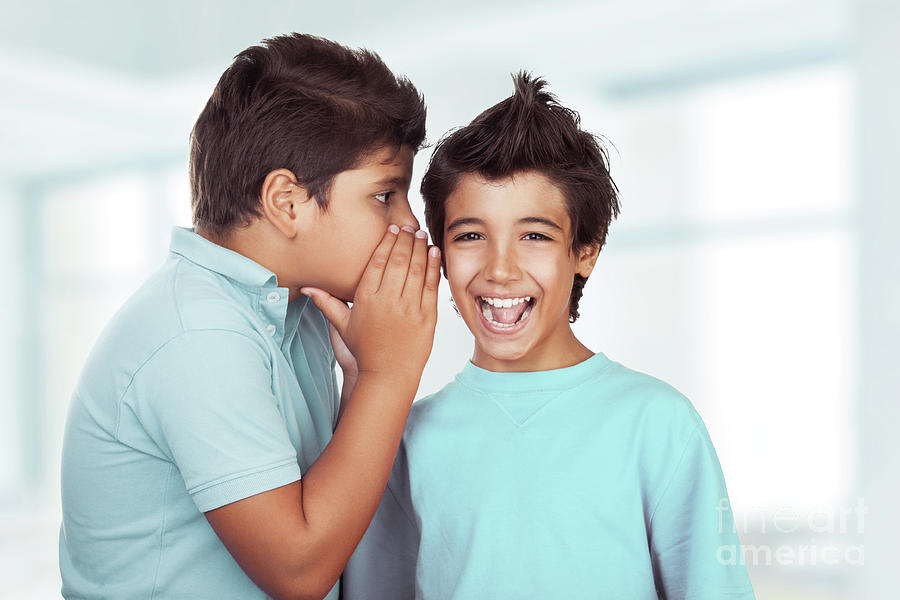 Two happy boys gossiping Photograph by Anna Om