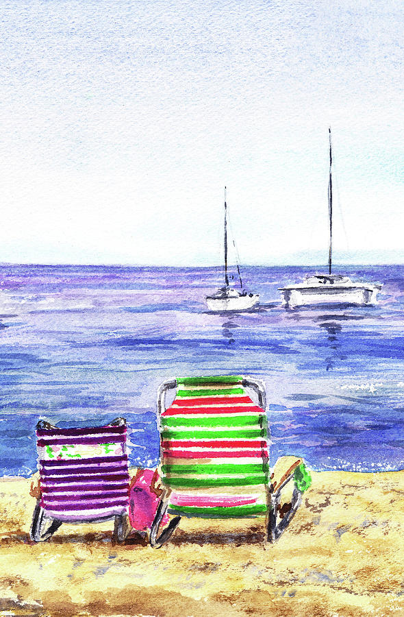 Two Happy Chairs On The Beach Painting by Irina Sztukowski