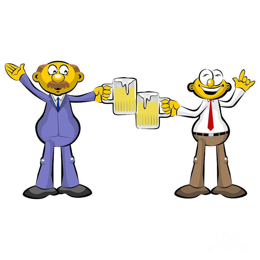 Two happy Men drinking beer Digital Art by Daniel Ghioldi - Fine Art ...