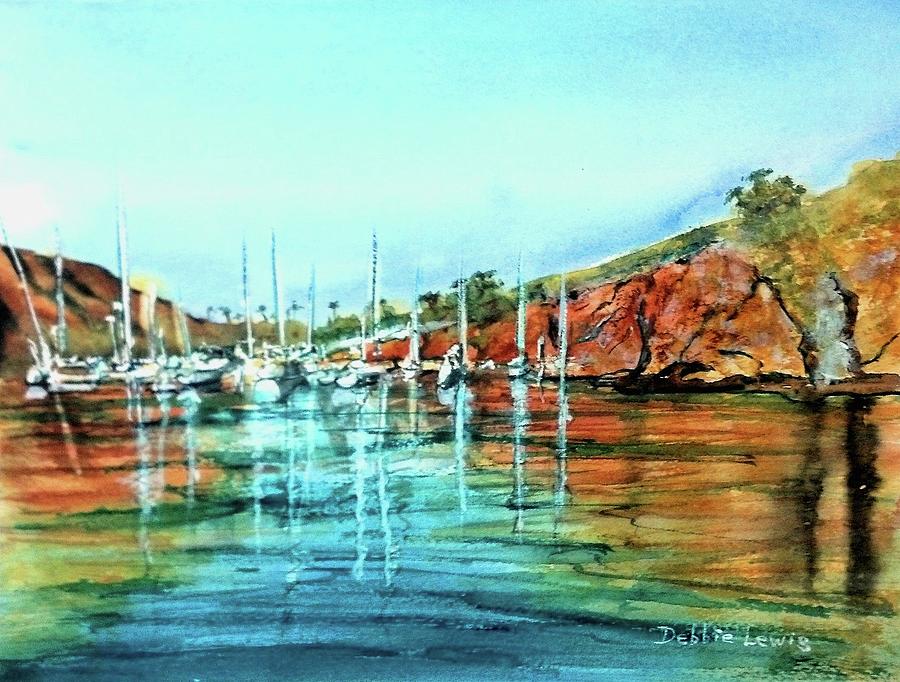 Two Harbors Catalina Morning Impressions Painting by Debbie Lewis