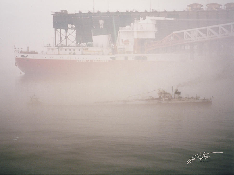 Two Harbors Fog Ship II Digital Art by Troy Stapek