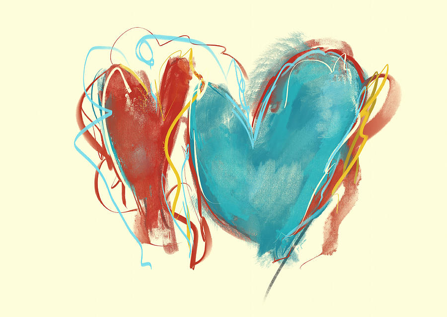 Two Hearts Painting by Jai Johnson
