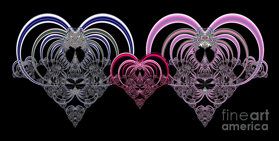 Two Hearts that beat as One Fractal 80 Digital Art by Rose Santuci-Sofranko