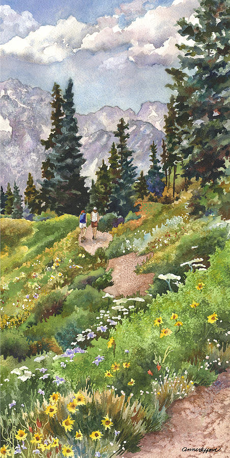 Two Hikers Painting by Anne Gifford