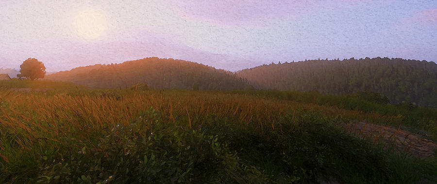 Nature Painting - Two hills at Sunset by AM FineArtPrints