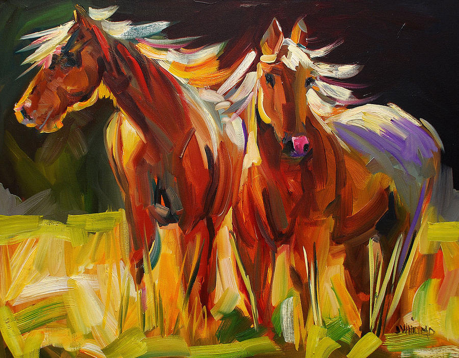 Two Horse Town Painting by Diane Whitehead