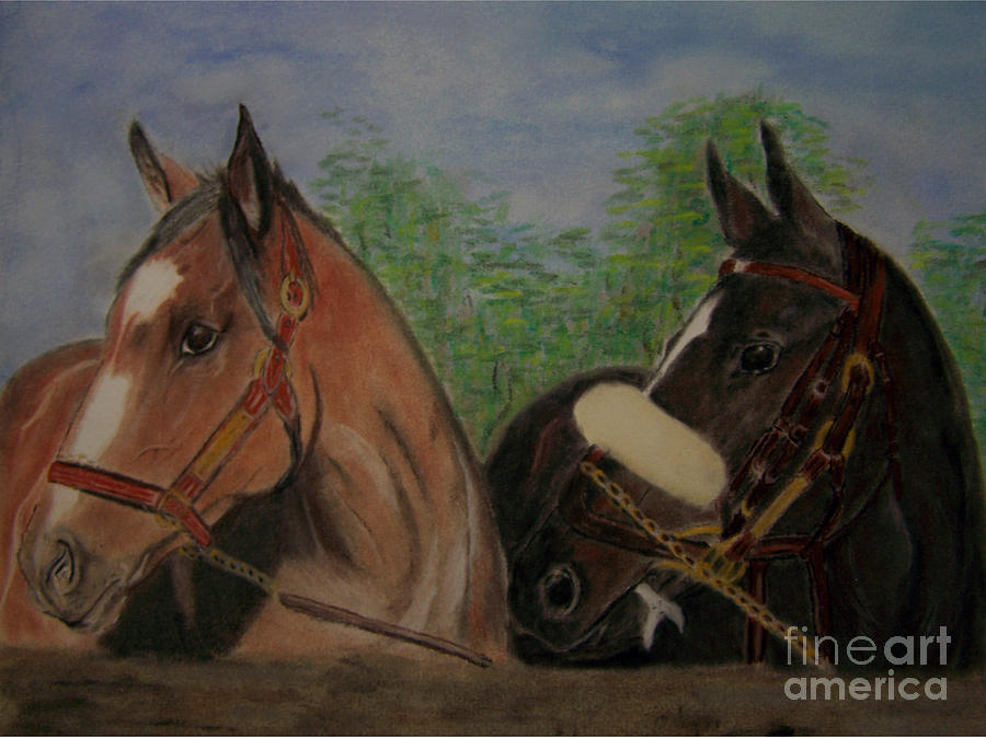 Horse Painting - Two Horses by Georgie McNeese