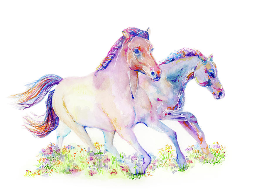 Two Horses Painting by Lauren Heller Two Horses Painting by Lauren Heller