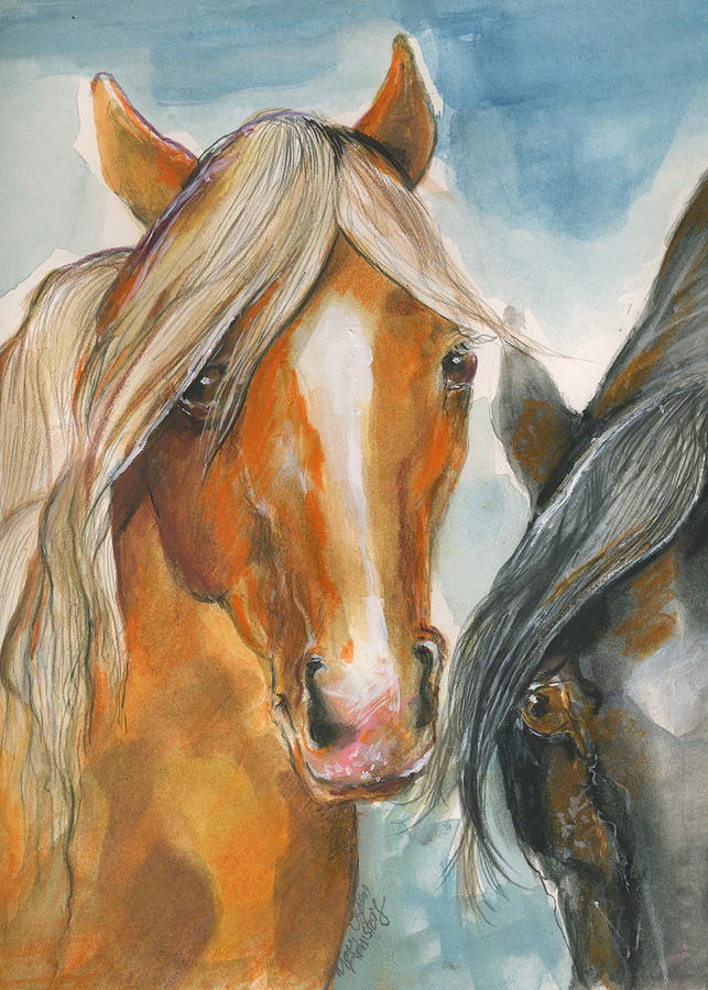 Two Horses Painting by Mary Armstrong