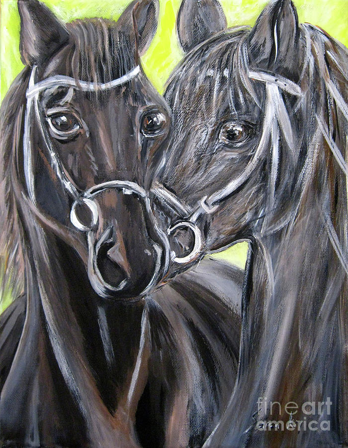 Two Horses. Painting Painting by Oksana Semenchenko