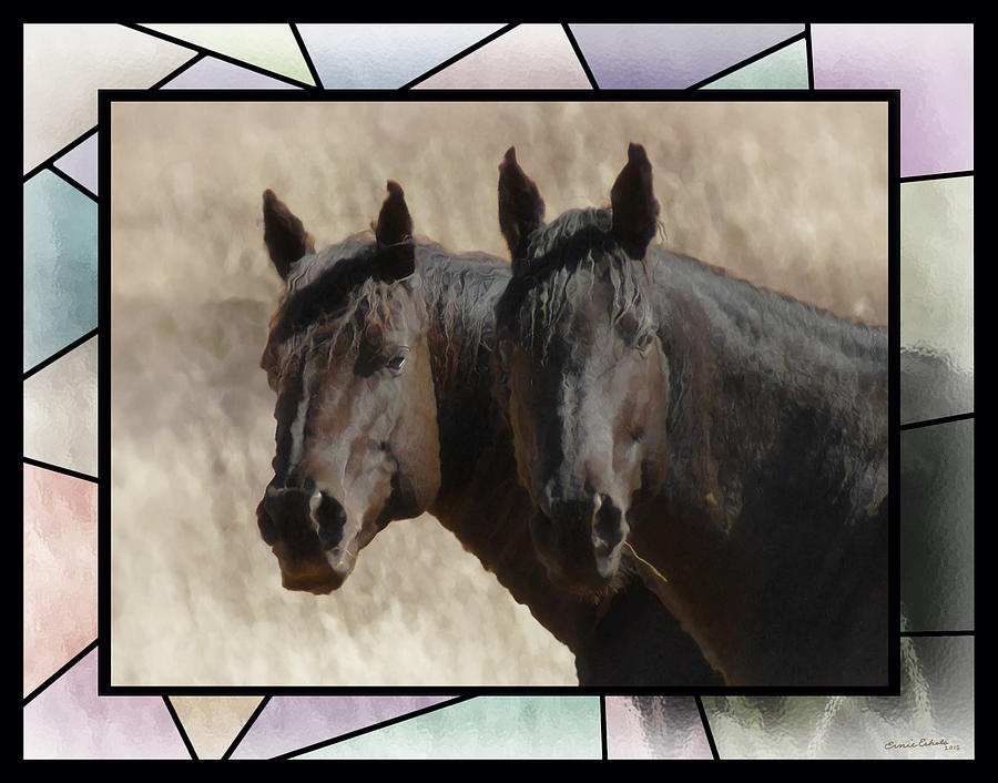 Two Horses Stained Glass 2 Photograph by Ernest Echols