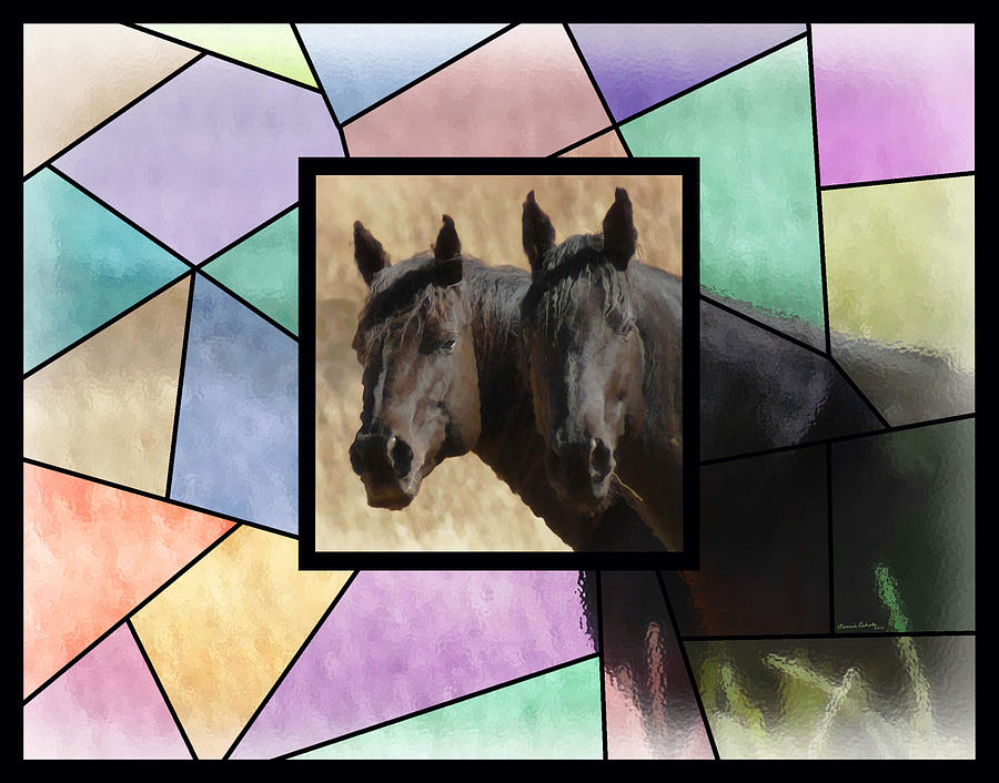 Two Horses Stained Glass Photograph by Ernest Echols