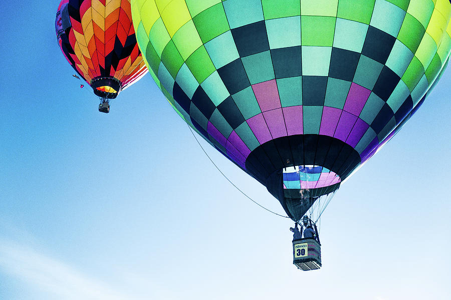 Two Hot Air Balloons Ascending by Pete Hendley Two Hot Air Balloons Ascending by Pete Hendley