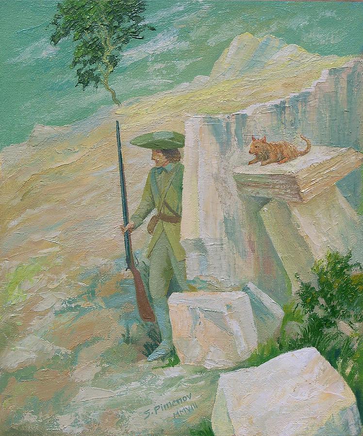 Two Hunters Painting By Sergei Pimenov