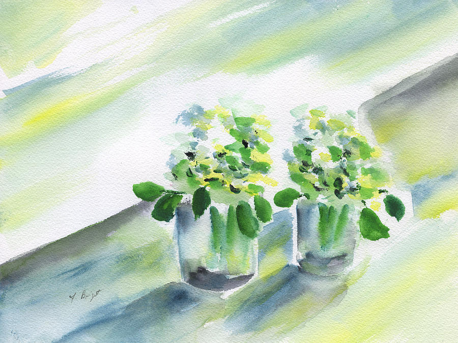 Two Hydrangeas Painting by Frank Bright