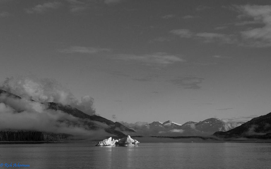 Two Icebergs in the Mist -Tracy Arm, AK Photograph by Rich Ackerman