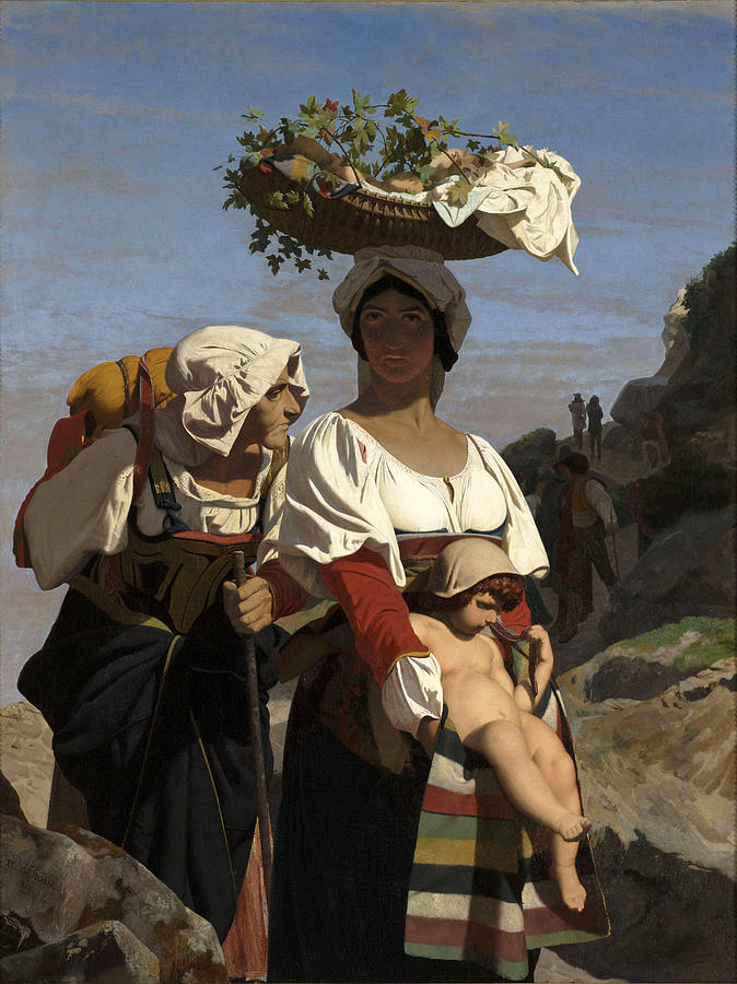 Two Italian Peasant Women and an Infant Painting by Jean-Leon Gerome