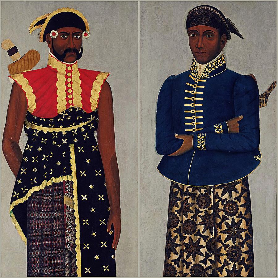 Two Javanese Court Officials collage Painting by Vincent Monozlay