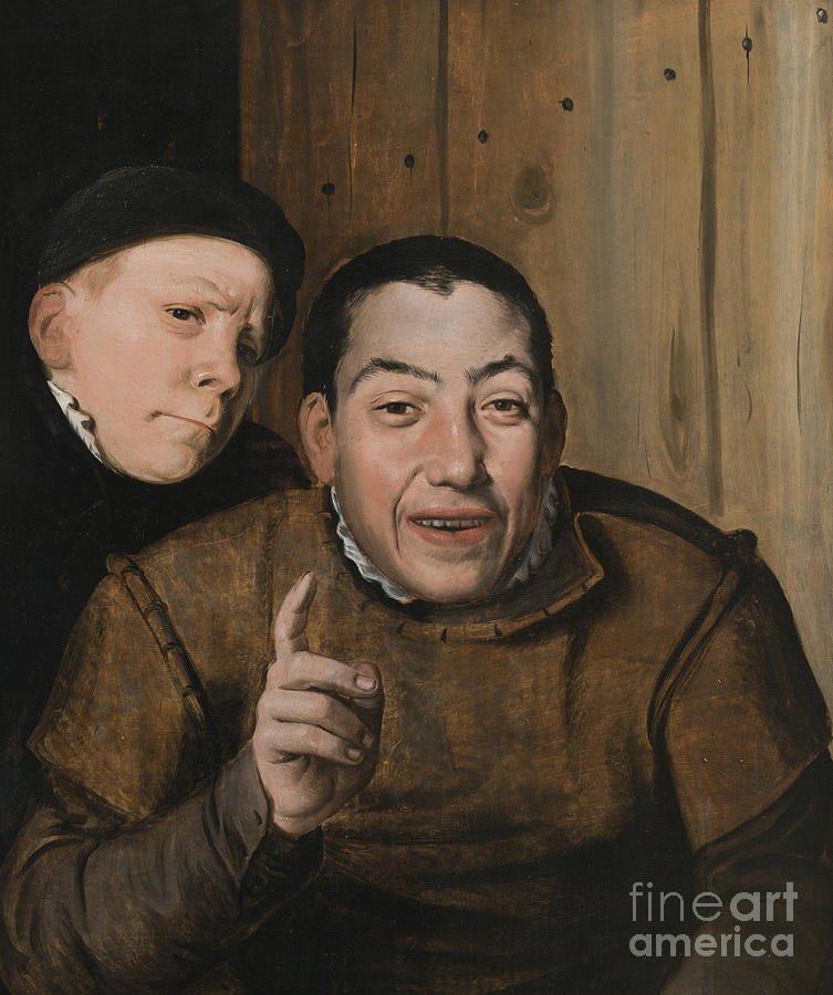 Two Jesters Painting by Flemish School