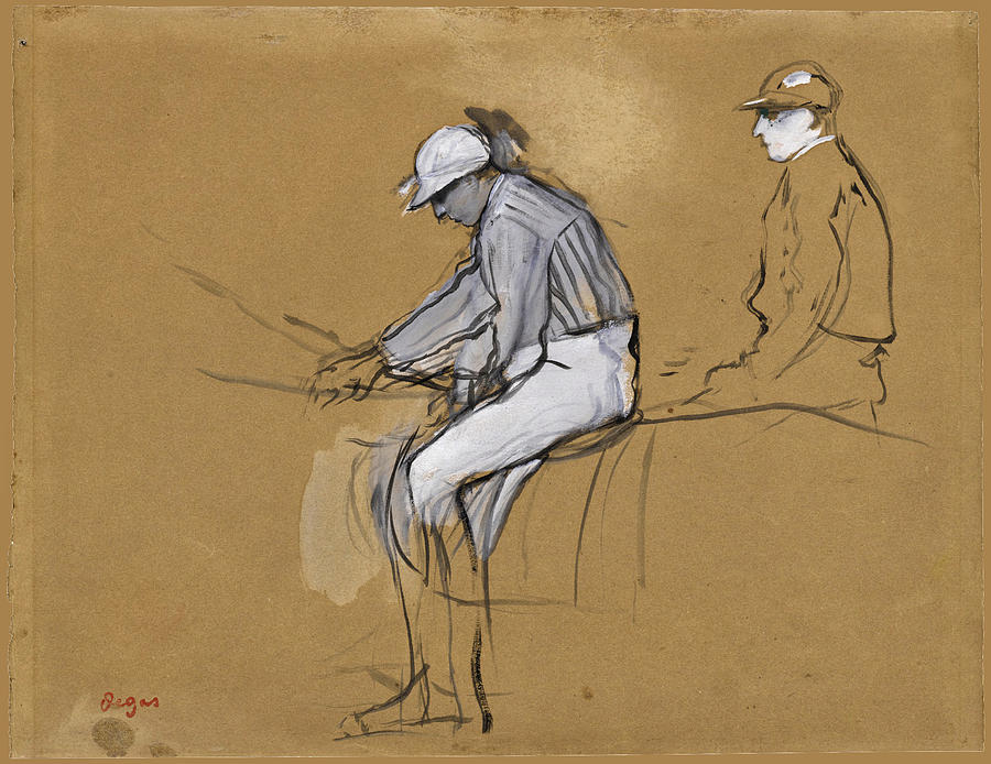 Two Jockeys Drawing by Edgar Degas