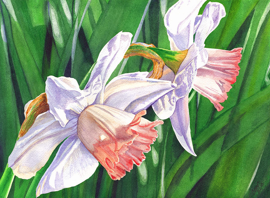 Two Jonquils Painting by Catherine G McElroy