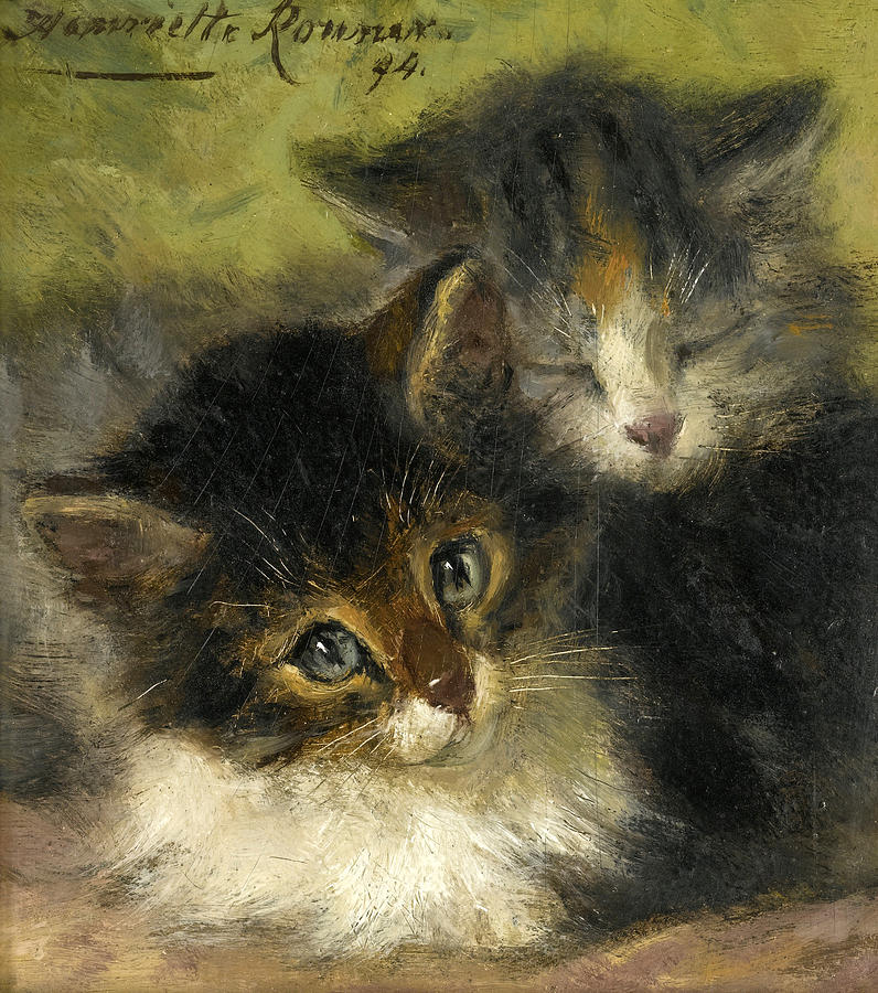 Two Kittens Painting by Henriette Ronner-Knip