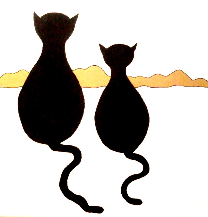 Black Cats Painting - Two Kitties by Beth Akerman